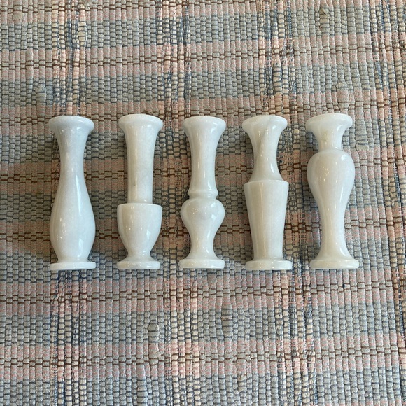 Vintage Set of 5 Marble Mini Bud Vases White - Picture 5 of 6